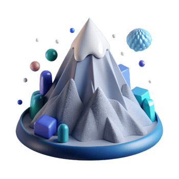 serene modern Mountain with Snow Covered Peak with Transparent Background and Blue Hues authentic png