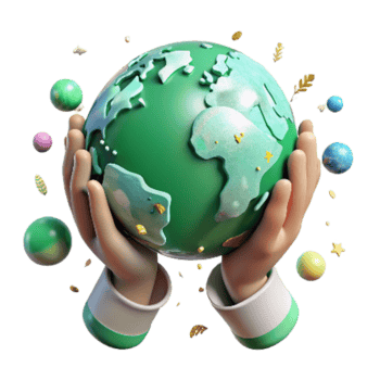 extraordinary traditional Hands Holding Earth with Green Continents Transparent Background exclusive png