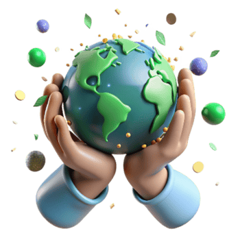 magnificent contemporary Hands Holding Earth with Green Continents Transparent Background high quality png