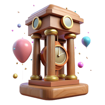 magnificent artistic Old Wooden Clock with Pendulum Isolated high quality png