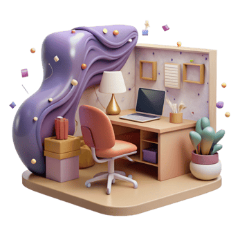 impressive creative Home Office with Desk and Chair Cutout Element professional png