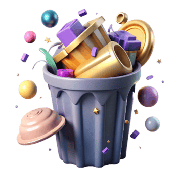 serene modern Recycle Bin Overflowing Trash Cutout Environmental Issue detailed png