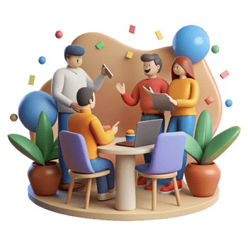 dramatic traditional Realistic View Teamwork Meeting Cutout with Transparent Background high resolution png
