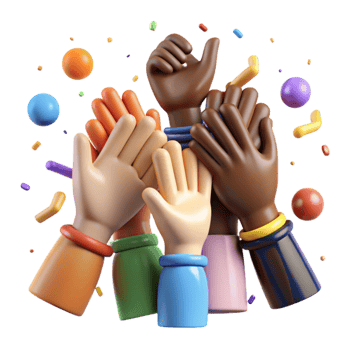 vibrant minimalist Group Silhouette Diverse Hands Joined Transparent Background high quality png