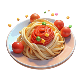 vibrant vintage Plate of Pasta with Tomato Sauce Transparent Background high resolution png