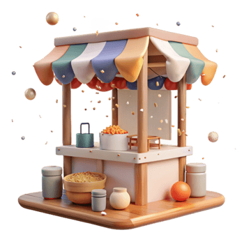 wonderful abstract Local Market Stall Cutout Bright Sunlight Transparent Background exclusive png
