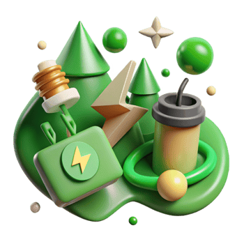 beautiful rustic Green Energy Icons Set Cutout detailed png