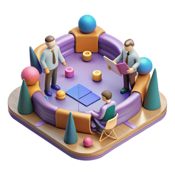extraordinary rustic Isometric View Teamwork Meeting Cutout Isolated detailed png