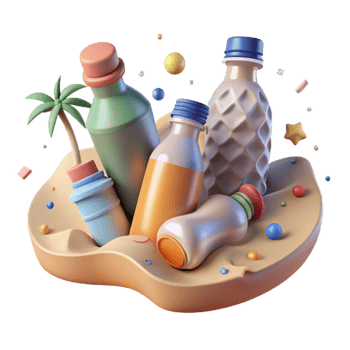 beautiful abstract Plastic Bottles Littering Beach Shore Cutout professional png