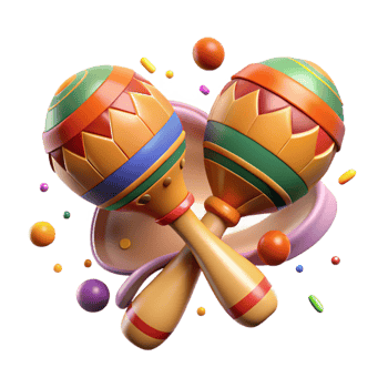 impressive minimalist Mexican Maracas Shaking Musical Instrument Isolated Transparent Background detailed png