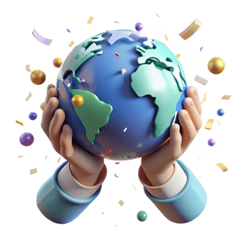 impressive minimalist Hands Holding Globe Brightly Lit Transparent Background original png