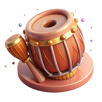 elegant rustic Indian Tabla Drum with Hammer Isolated Element png