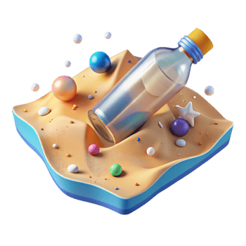 magnificent artistic Plastic Bottle Littering Beach Cutout Transparent Background Bright Sunlight original png