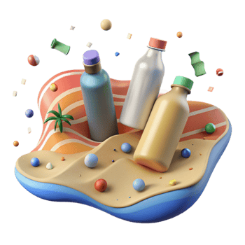 magnificent artistic Plastic Bottles Littering Shoreline Cutout Graphic high resolution png
