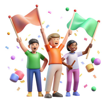vibrant traditional People Waving Flags Celebration Bright Colors Cutout high resolution png