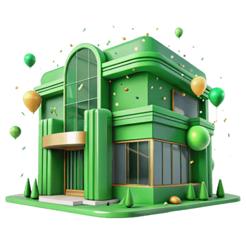 impressive abstract Green Building Facade Modern Architecture Transparent Background png