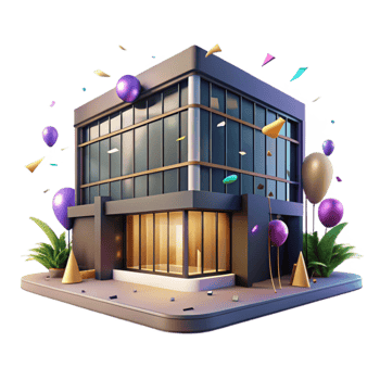 impressive traditional Modern Office Building at Night with Reflections Cutout high quality png