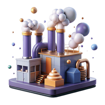impressive rustic Industrial Factory with Smoke Scrubbers Isolated Element high resolution png