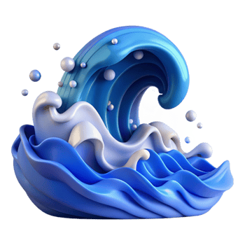 vibrant contemporary Ocean Waves Cutout Isolated Element Blue Gradient genuine png