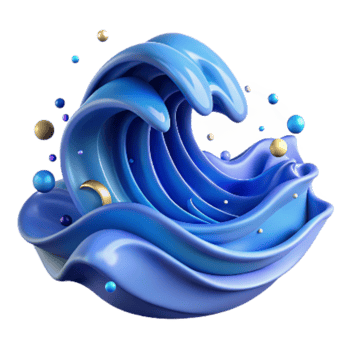 serene artistic Ocean Waves Illustration Blue Isolated Element original png