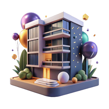 dramatic traditional Modern Apartment Building at Night Cutout original png