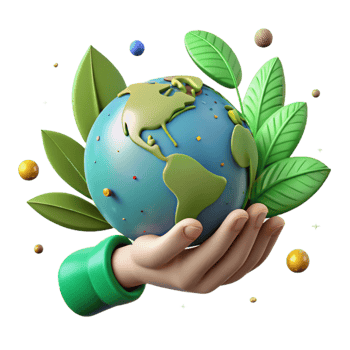 serene contemporary Hand Holding Globe with Green Continents and Blue Oceans Cutout detailed png