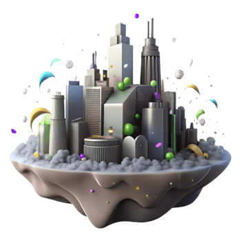 vibrant traditional Polluted City Skyline Silhouette Cutout professional png