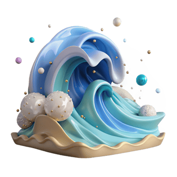 beautiful abstract Ocean Waves Crashing Shore Cutout on Transparent Background professional png