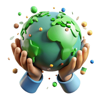 beautiful creative Hands Holding Globe with Green Leaves Cutout premium png
