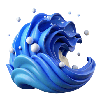magnificent minimalist Ocean Waves Cutout Isolated Element Blue Gradient original png