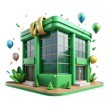 magnificent creative Green Office Building with Large Windows Cutout genuine png