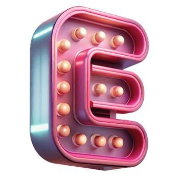 magnificent vintage Neon Sign Letter E Isolated Pink Glow high resolution png