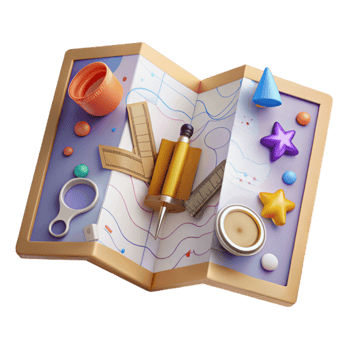 stunning artistic Open Map with Compass and Ruler Transparent Background Cutout exclusive png
