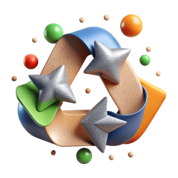 vibrant minimalist Recycling Symbol Made From Recycled Materials Cutout detailed png
