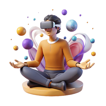 impressive abstract Man Meditating in Virtual Reality Isolated professional png