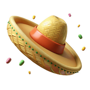 beautiful abstract Mexican Sombrero Wide Brimmed Hat Woven Straw Isolated Transparent Background authentic png