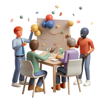 dramatic abstract Group Silhouette Brainstorming Solutions Meeting Transparent Background detailed png