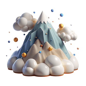 elegant vintage Mountain Peak with Clouds Cutout with Fluffy Clouds original png