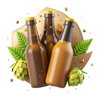 impressive rustic Local Craft Beer Bottles Top View Cutout professional png
