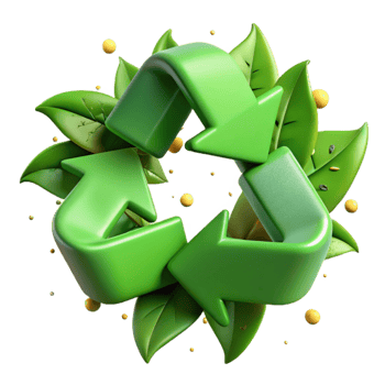 dramatic contemporary Recycling Symbol Made of Green Leaves Isolated Element detailed png