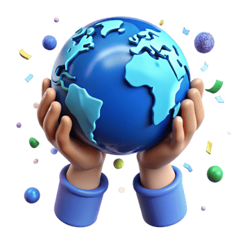 impressive creative Hands Holding Globe with Green Leaves Cutout high resolution png