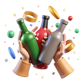 vibrant traditional Recycling Hands Holding Bottles Transparent Element exclusive png