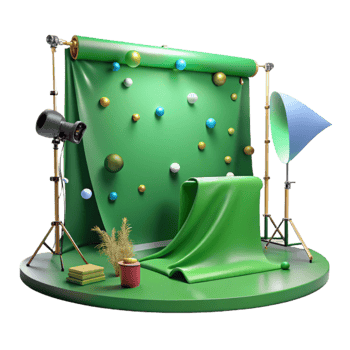 vibrant traditional Green Screen Backdrop with Stand Isolated professional png