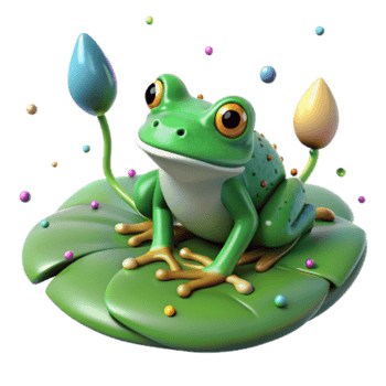 impressive minimalist Native Frog on Lily Pad Green Hues Transparent Background professional png
