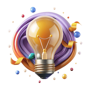 dramatic modern Lightbulb Symbol with Bright Filament Isolated detailed png