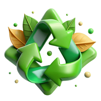 vibrant abstract Recycle Symbol with Leaves Green Tone Cutout authentic png