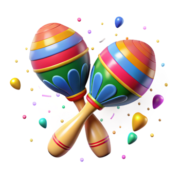 beautiful traditional Mexican Maracas Shaking Musical Instrument Isolated Transparent Background high quality png