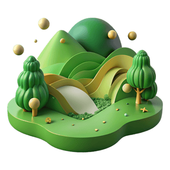 wonderful rustic Lush Green Valley Cutout with Dramatic Shadows premium png