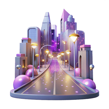 dramatic minimalist Glowing City Street Cutout with Blurred Lights authentic png