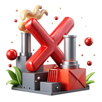 stunning modern Red X Over Polluting Factory Isolated premium png